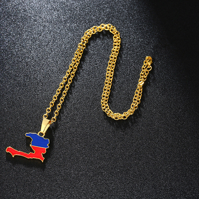 Haiti Map Pendant Necklace