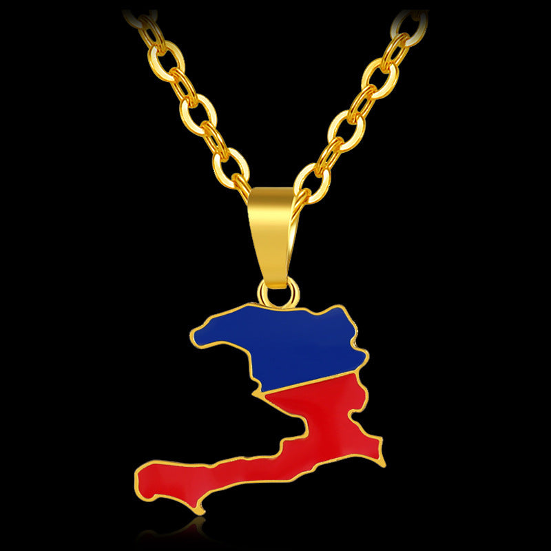 Haiti Map Pendant Necklace