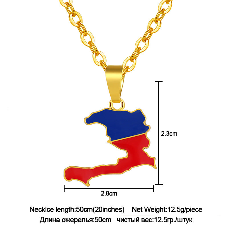 Haiti Map Pendant Necklace