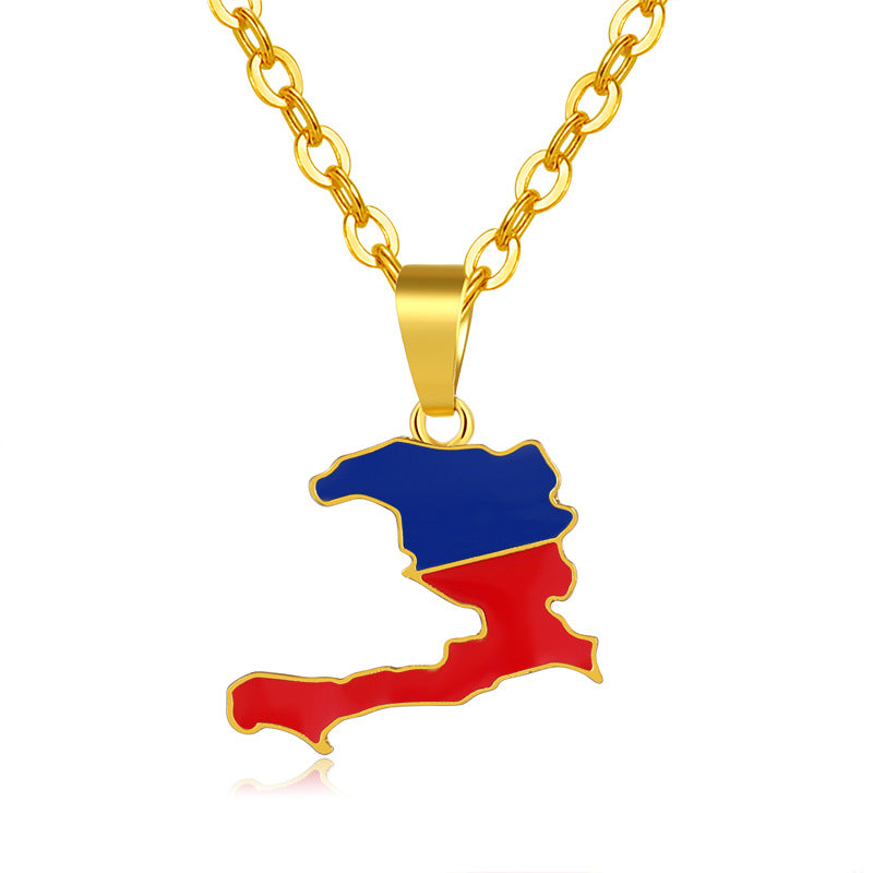 Haiti Map Pendant Necklace