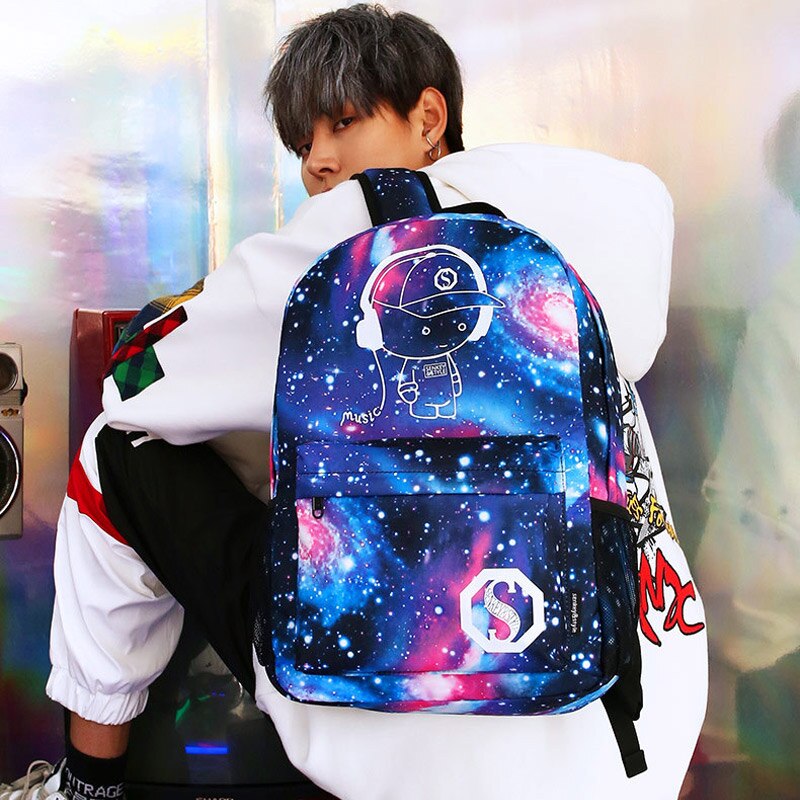 Luminous USB Charging Backpack Anime Boy Girl School