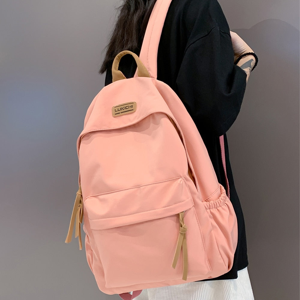 Men Women Harajuku School Backpack Female Male Cool Waterproof Travel Bag Girl Boy Solid Color Backpack Ladies Student Bags Cute