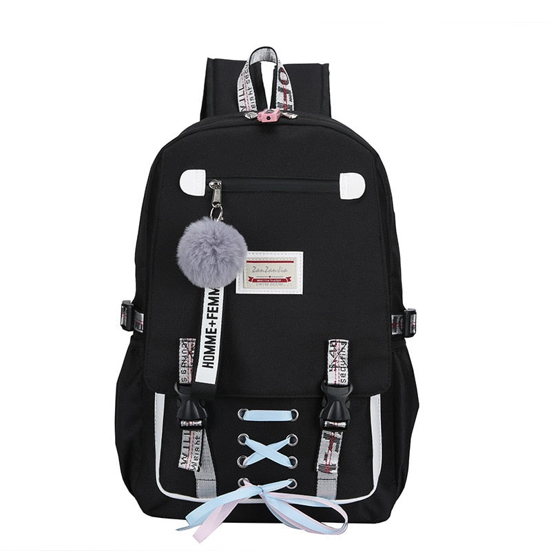 Large school bags for teenage girls USB with lock Anti-theft backpack