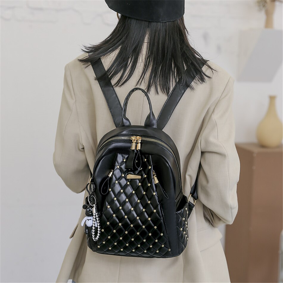 High-Quality Leather Women Backpack Casual School