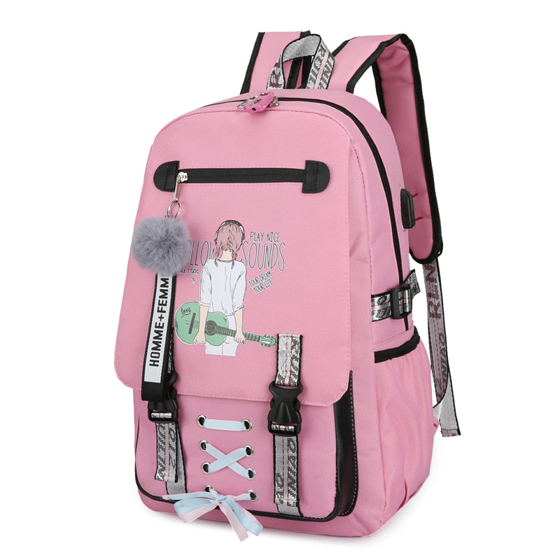 Large school bags for teenage girls USB with lock Anti-theft backpack