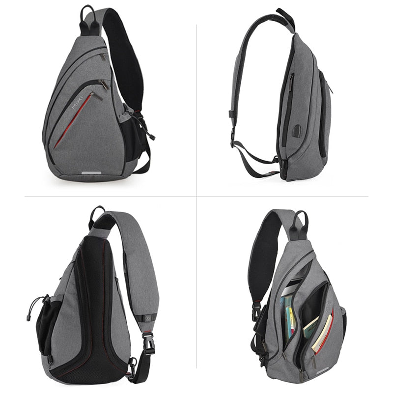 Mixi Men One Shoulder Backpack Women Sling Bag Crossbody USB Boys