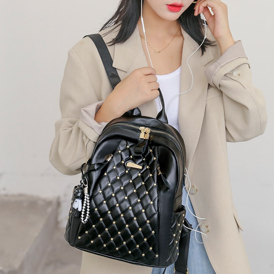 High-Quality Leather Women Backpack Casual School