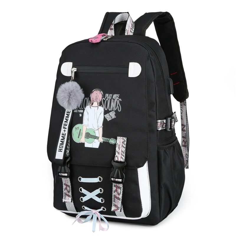 Large school bags for teenage girls USB with lock Anti-theft backpack