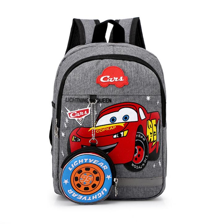 Disney 2020 new kindergarten lovely backpack+purse coin boy bag 95 car children boy bag for school