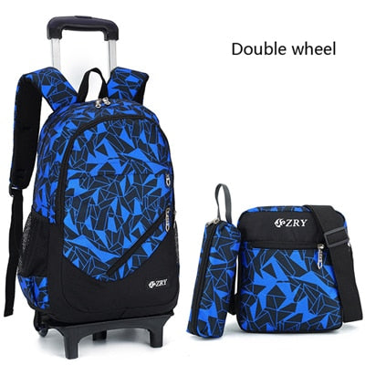 School Backpack Removable Children School Bags With 2/6 Wheels Stairs