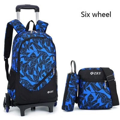 School Backpack Removable Children School Bags With 2/6 Wheels Stairs