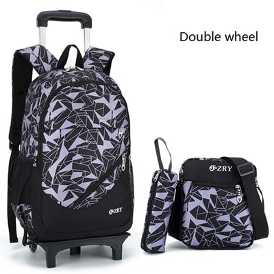 School Backpack Removable Children School Bags With 2/6 Wheels Stairs