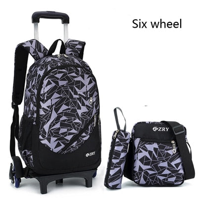 School Backpack Removable Children School Bags With 2/6 Wheels Stairs