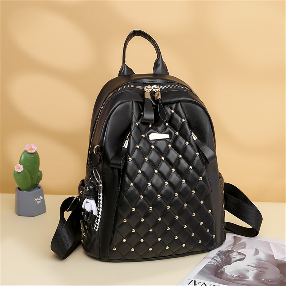 High-Quality Leather Women Backpack Casual School