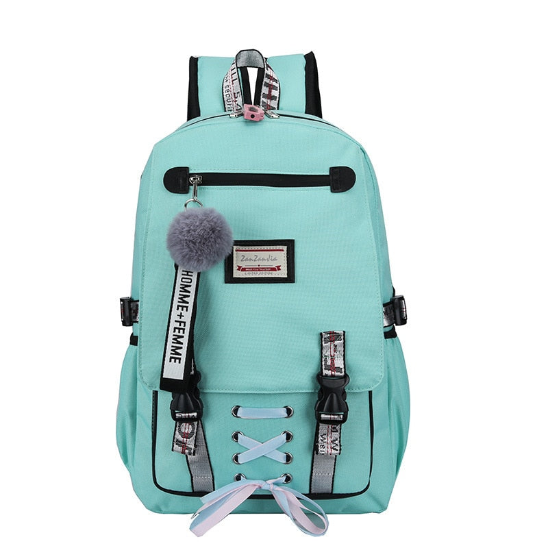 Large school bags for teenage girls USB with lock Anti-theft backpack