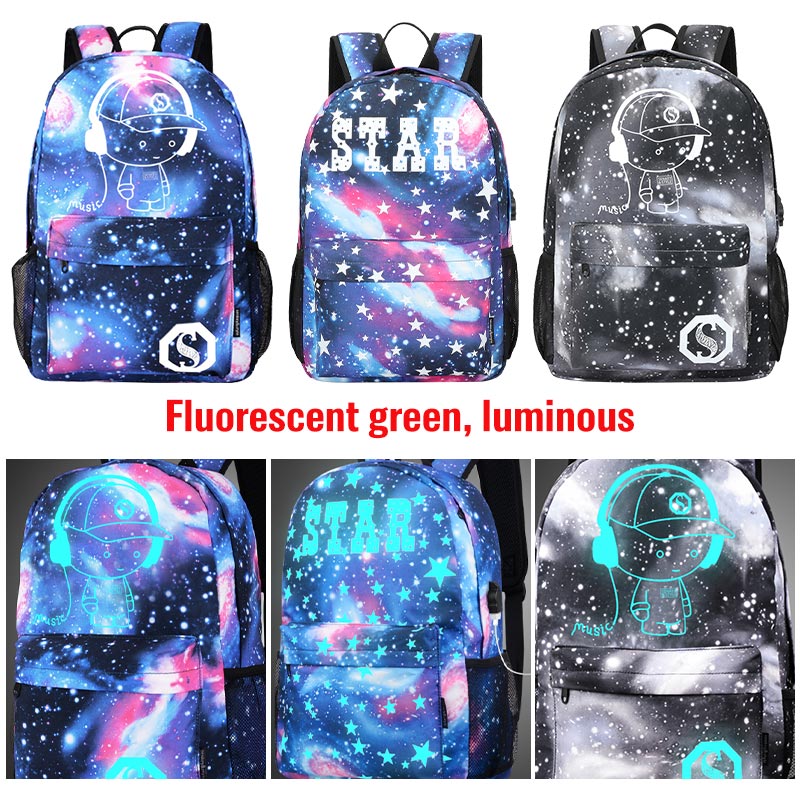 Luminous USB Charging Backpack Anime Boy Girl School