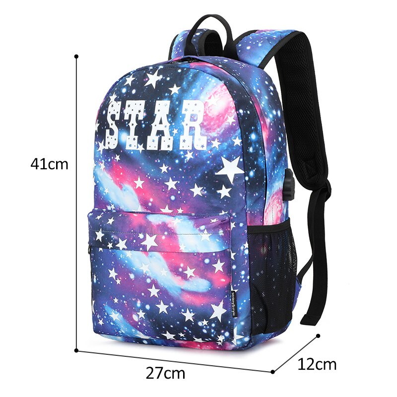 Luminous USB Charging Backpack Anime Boy Girl School