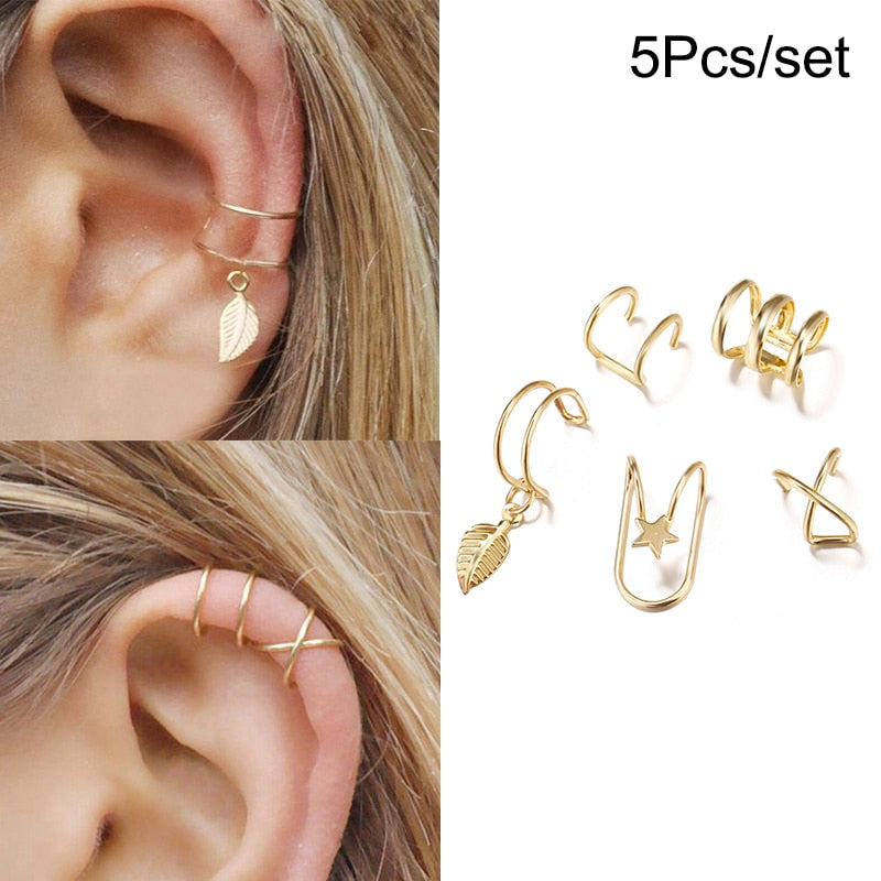 Leaves Clip Earrings for Women Men Jewelry Gift