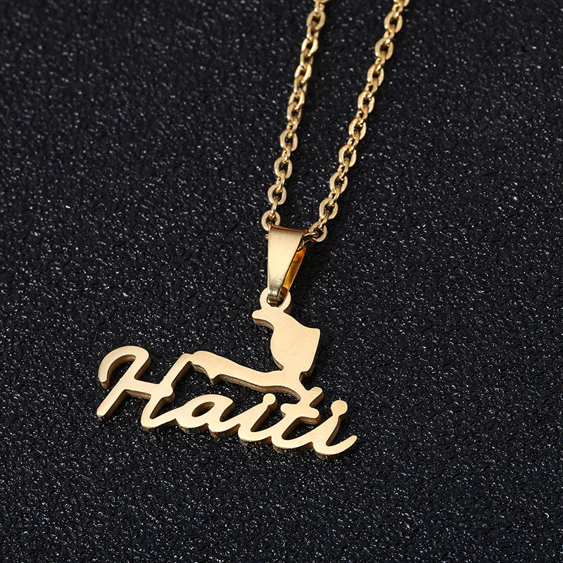 European And American New Haiti Map Pendant Necklace