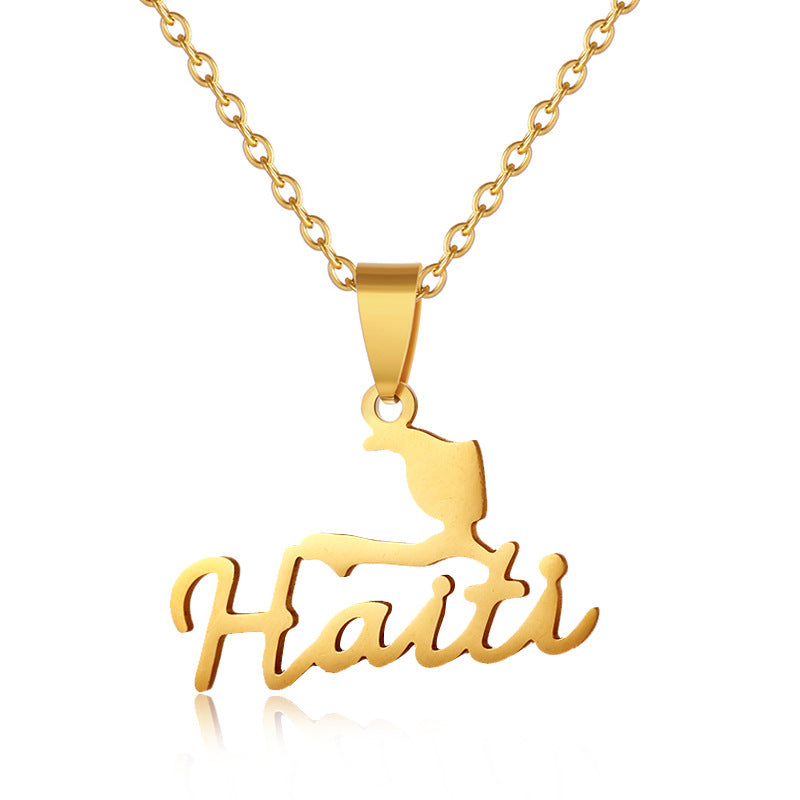 European And American New Haiti Map Pendant Necklace